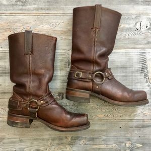 Frye brown leather harness boots